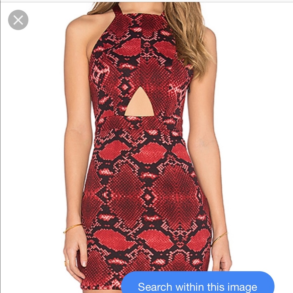 NBD x Naven red cutout snakeskin dress- revolve
